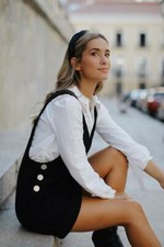 Black Pinafore Mini Dress Bloggers Size XS Extra Small