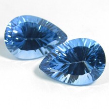 17.86Cts Natural Swiss Blue Topaz Pear Concave Cut Matching Pair Gemstones-VIDEO