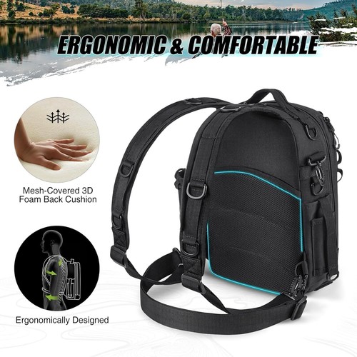 Fishing Tackle Backpack with Rod & Gear Holder, Lightweight Outdoor Water - Picture 17 of 36