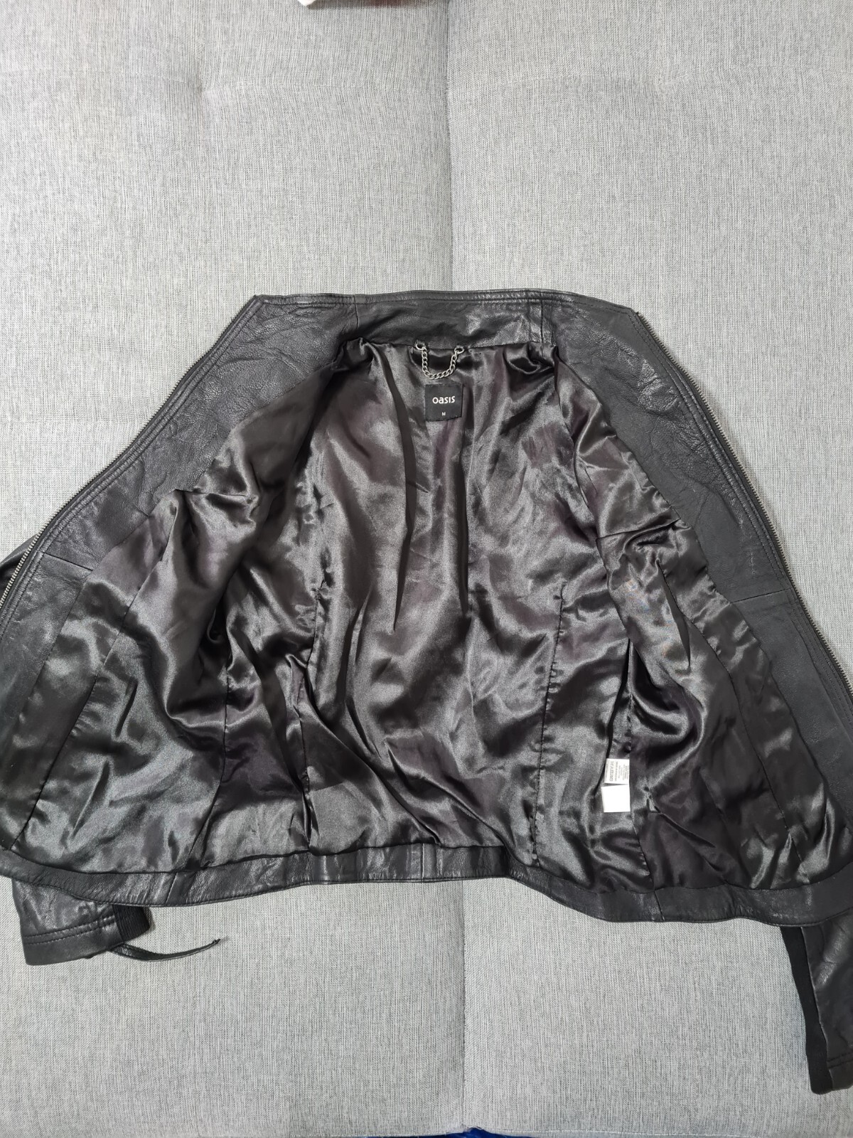 Oasis Women Real Leather Collared Fitted Biker Jacket Blazer Coat Size M RRP£160 image 2