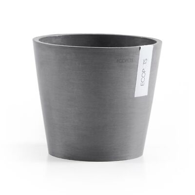 Ecopots Amsterdam Round Recycled Plastic Planter Flower Pot, Grey, 3''