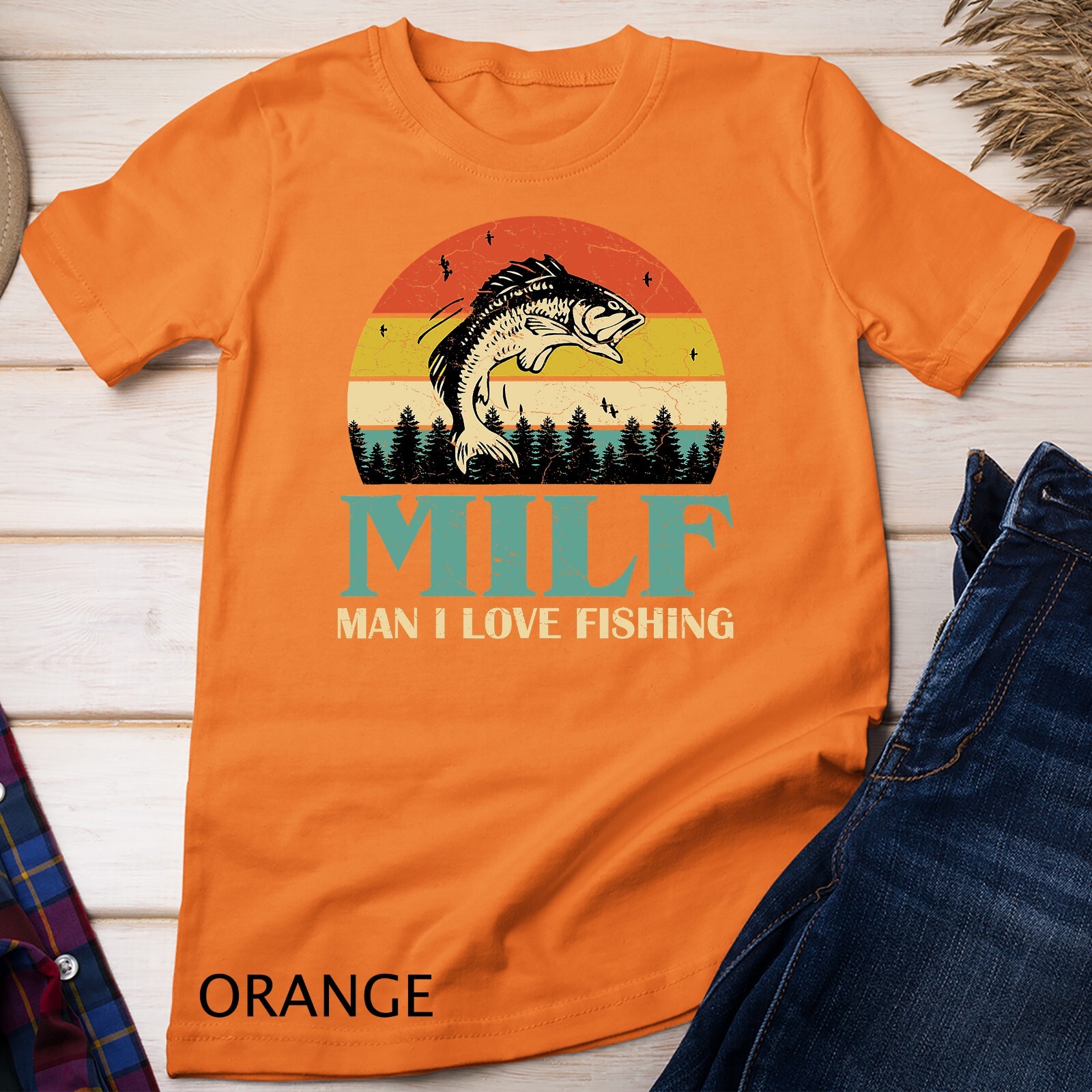 MILF Man I Love Fishing Funny Sayings Gift For Fishermen Unisex T-shirt