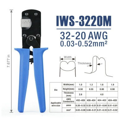 Terminal Ratcheting Crimper Plier 0.03-0.52mm² Micro Connector Pin Crimping Tool