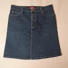 Women's Vintage Esprit  Denim Mini Pencil Skirt Blue Jean Size 7 Button Up