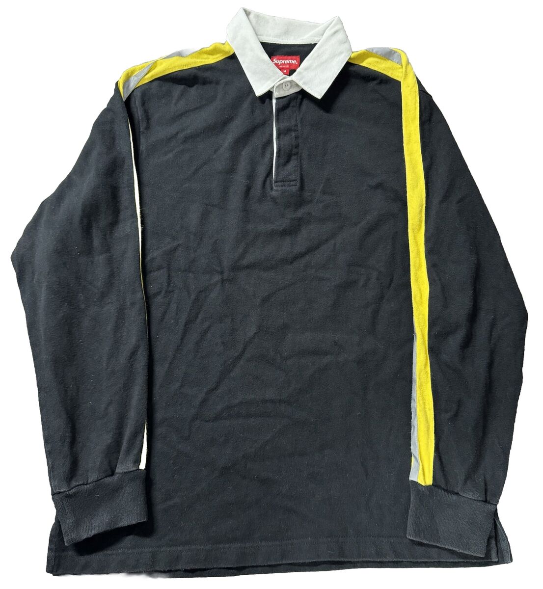Supreme Reflective Sleeve Stripe Rugby Size Medium Long Supreme Reflective Sleeve Stripe Rugby Size Medium Long
