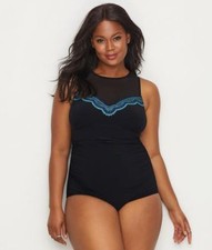 Christina Black Plus Size Sea Cove One-Piece Swim Suit, Size 1X