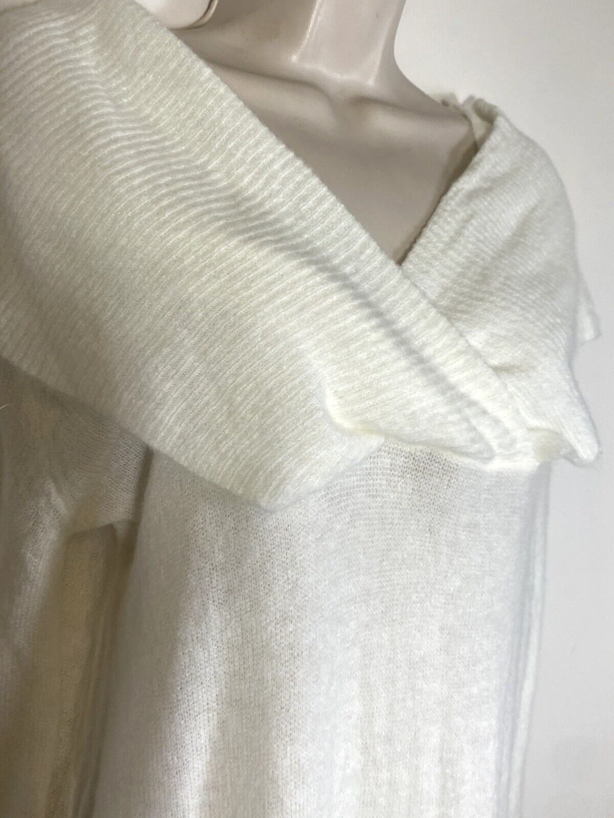 OFF WHITE Abito maglione spalle scoperte olivaceo donna grande bianco sporco mini manica lunga