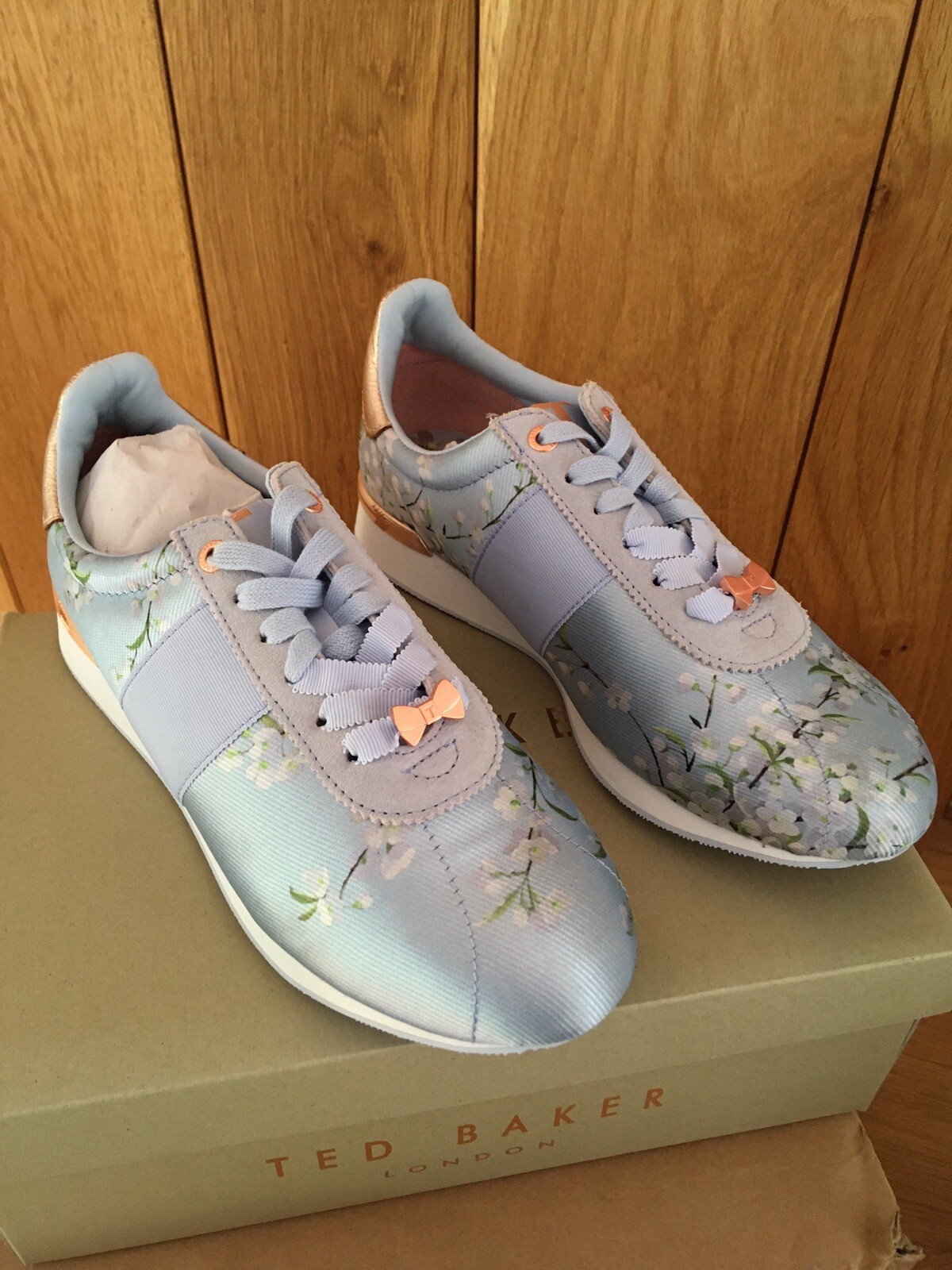 ted baker white leather trainers with rose gold
