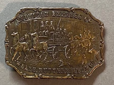 Vintage Brass belt Buckle American Express Co Wells Butterfield