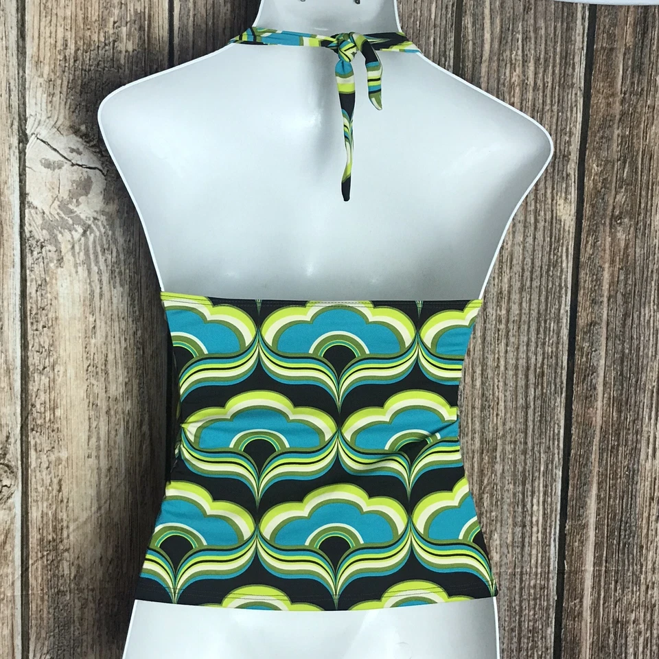 Apt.9 Tankini Swimsuit Top ~ Sz 12 ~ Teal, Brown, Green ~ Tie Halter - Image 2 of 4