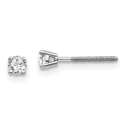 14k White Gold .20ct VS2 SI1 G-I Diamond Stud Thread on off Post Mens Earrings