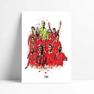【1999年 トレブル記念】Manchester United MANCHESTER UNITED | THE TREBLE 1999 TEAM | FRAMED ART PRINT! | eBay