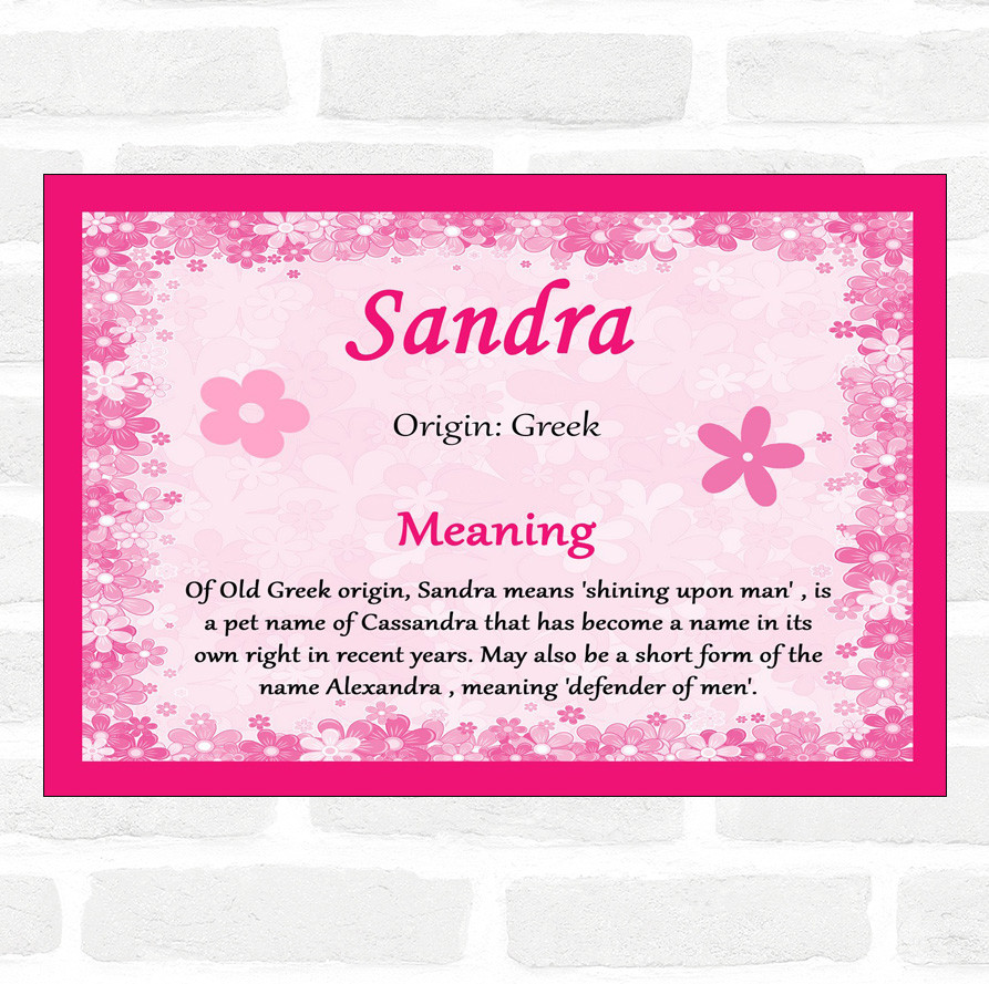 Sandra Name Meaning Pink Certificate | eBay