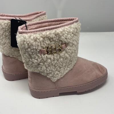 Bebe Boots Girls Size 3 Pink Blush Faux Shearling Fur Lined Winter NEW