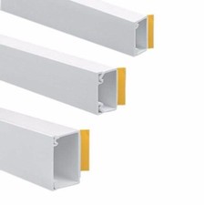 Electrical Mini Trunking 16x16 Self Adhesive 1M Length Conduit White - 3 PACK
