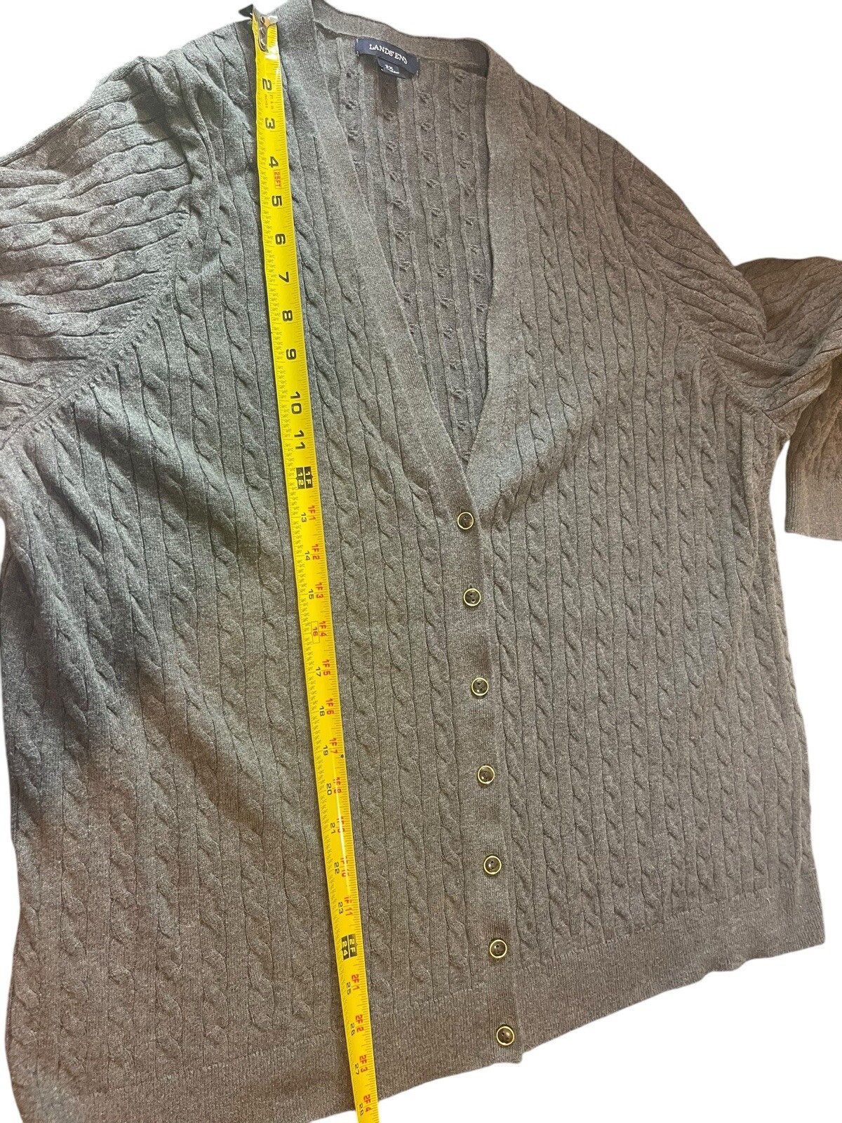 Basic Editions Gray Cable Knit V-neck Long Sleeve… - image 10