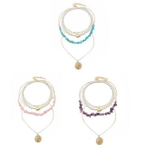 Elegant Colored Gravel Pearl Multi-layer Necklaces Temperament Popular Necklace - Picture 2 of 11