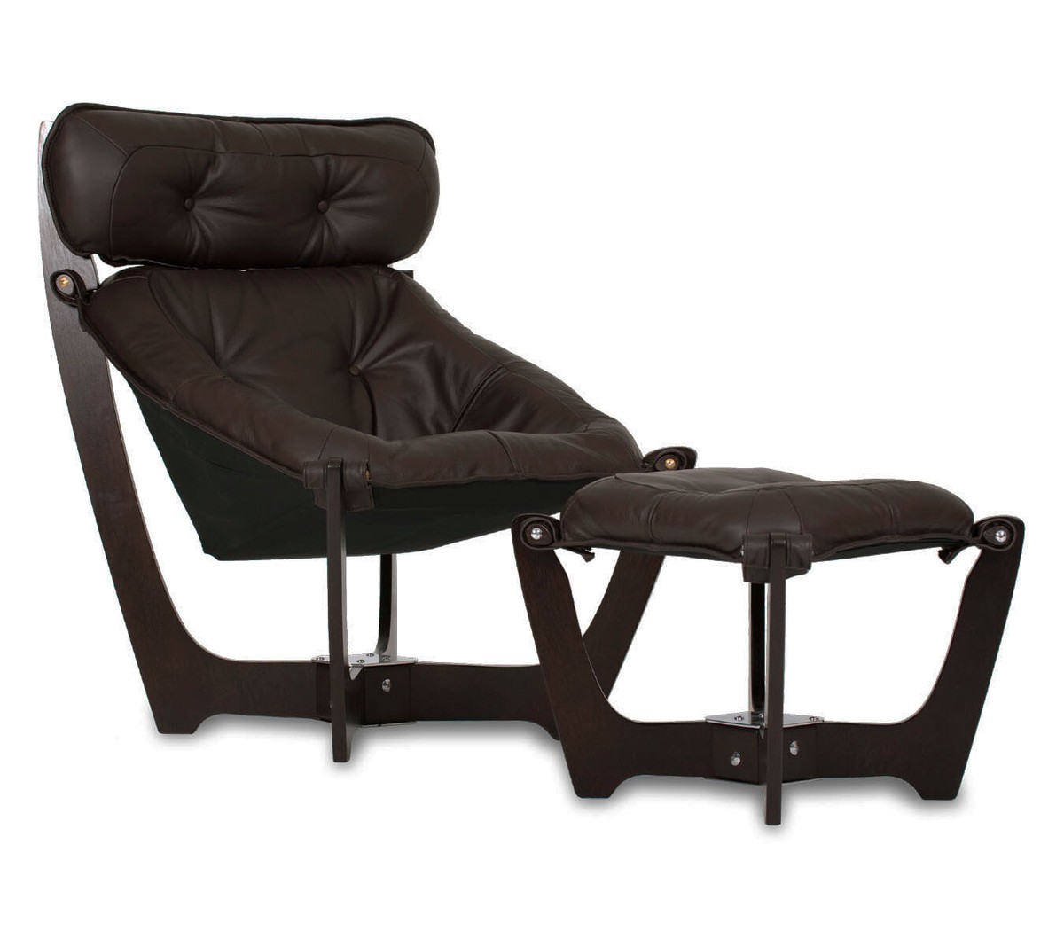IMG Luna High Back Chair and Ottoman in Prime Black Leather
