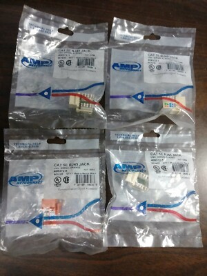 AMP NETCONNECT CAT 5E RJ45 JACK MIXED LOT OF 4 406372-1 406372-5 NEW IN PACKAGE
