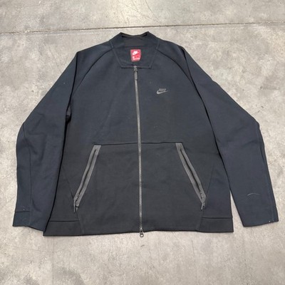 Size XL - Nike Varsity Jacket Mens Black Tech Fleece Zipped Pockets Ships Fast!