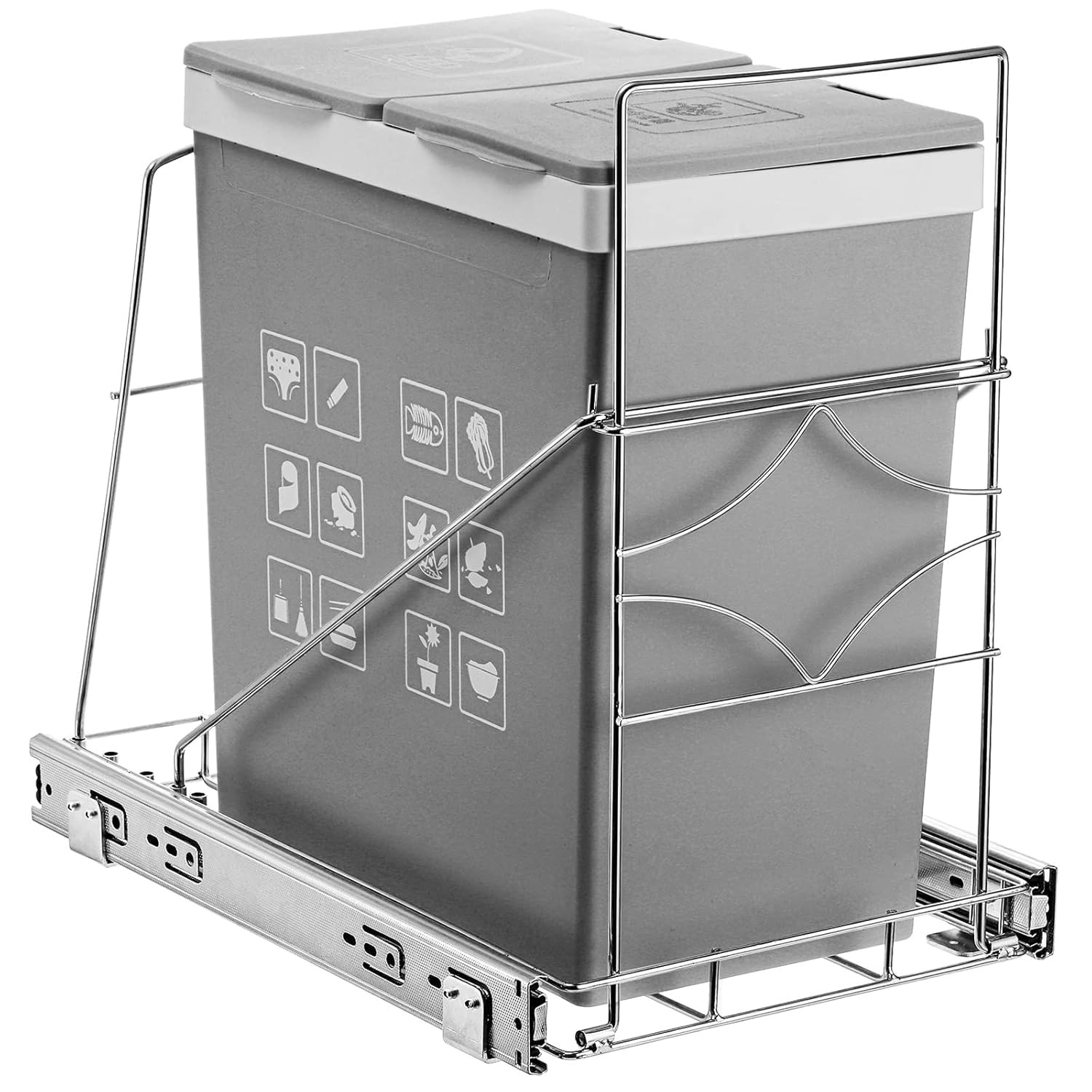 Pull Out Trash Can Under Cabinet Adjustable Stainless Steel 