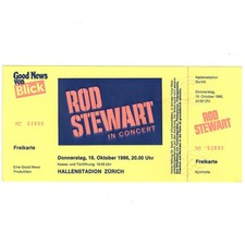 ROD STEWART Full Concert Ticket Stub ZURICH SWITZERLAND 10/16/86 THE FACES Rare