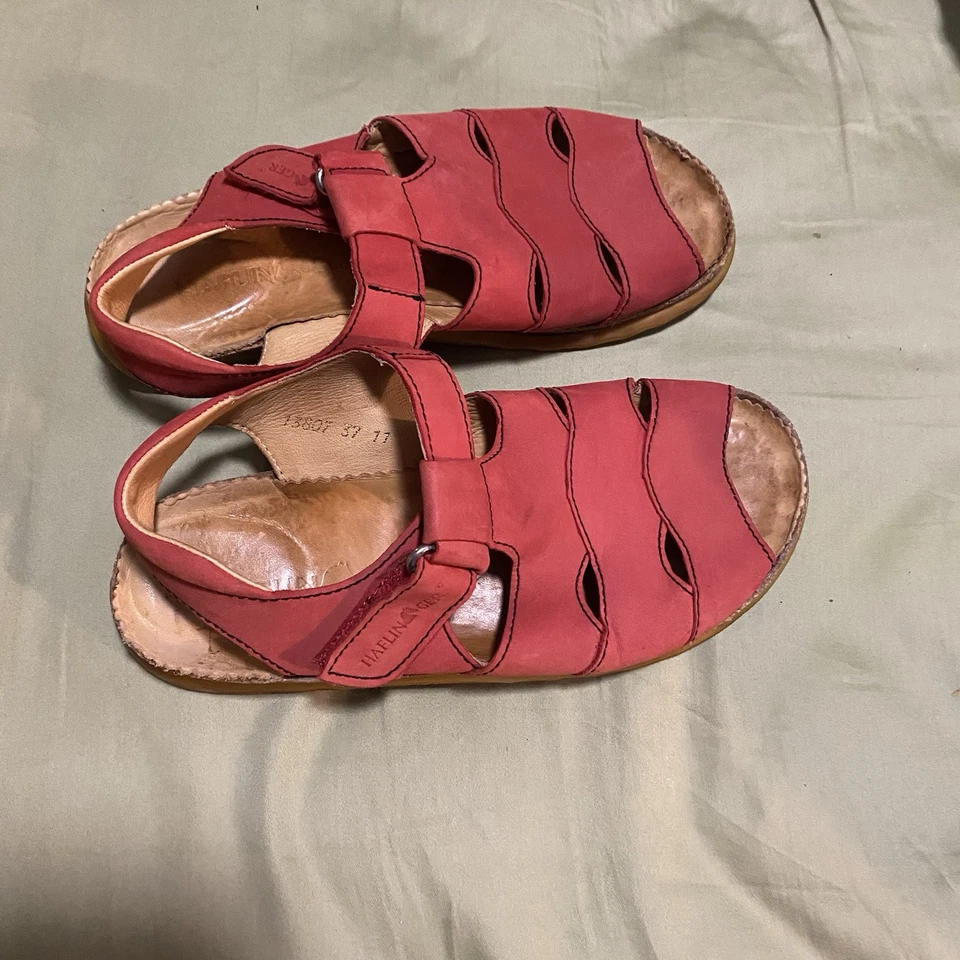 Sandalias Haflinger para mujer rojas quemadas punta abierta súper bonitas talla 37/6,5 Foto 2 de 4