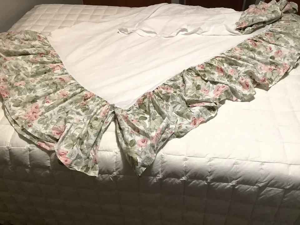 LAURA ASHLEY винтажный коттедж роза кровать юбка и с оборками Sham ~ королевский размер - Изображение 3 из 4