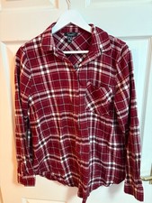Ladies New Look Maternity size 10 cotton check tartan burgundy excellent conditi