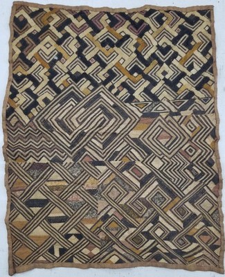Vintage Afrikanische Kuba Handgewebte Shoowa Schnittflor Samt Panel 63x49cm