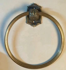 MCM Vintage Hand Towel Ring Retro Bathroom Antique Brass Finish Metal 6" 