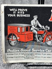 Antique Indian Scout Motocycle Motorcycle Service Car Ink Blotter Sign Portland