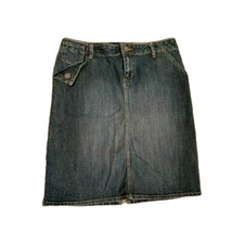 Lee Riders Vintage Denim Skirt Womens Size 5/6 M Flap Pocket Knee Length Blue