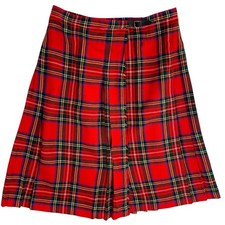 Jedburgh Kiltmakers Scotland Plaid Pleated Kilt Skirt Red Vintage Wool Blend 14