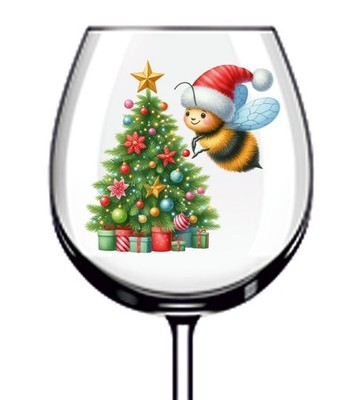12x bunte Weihnachten Honigbiene Vinyl Aufkleber Abziehbild Becher Weinglas Van Auto