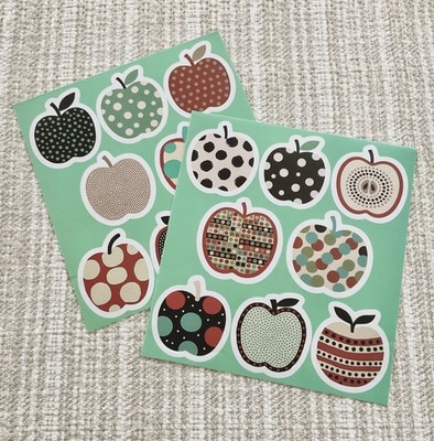 16 Cute Patterned Apple Stickers, 1.8  Boho Apple Waterproof Vinyl Decals