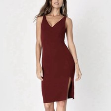 Lulus Iconic Moment Plum Purple Bodycon Midi Dress Size XS