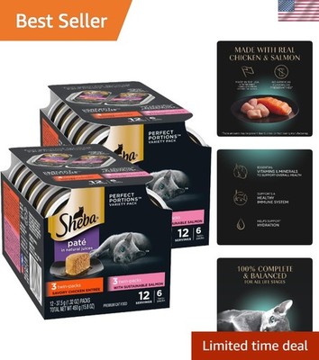 Perfect Portions Wet Cat Food Pate, Chicken Entree and with Sustainable Salmo...