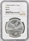 1999 Mo Mexico 1 Onza Silver Libertab NGC MS67