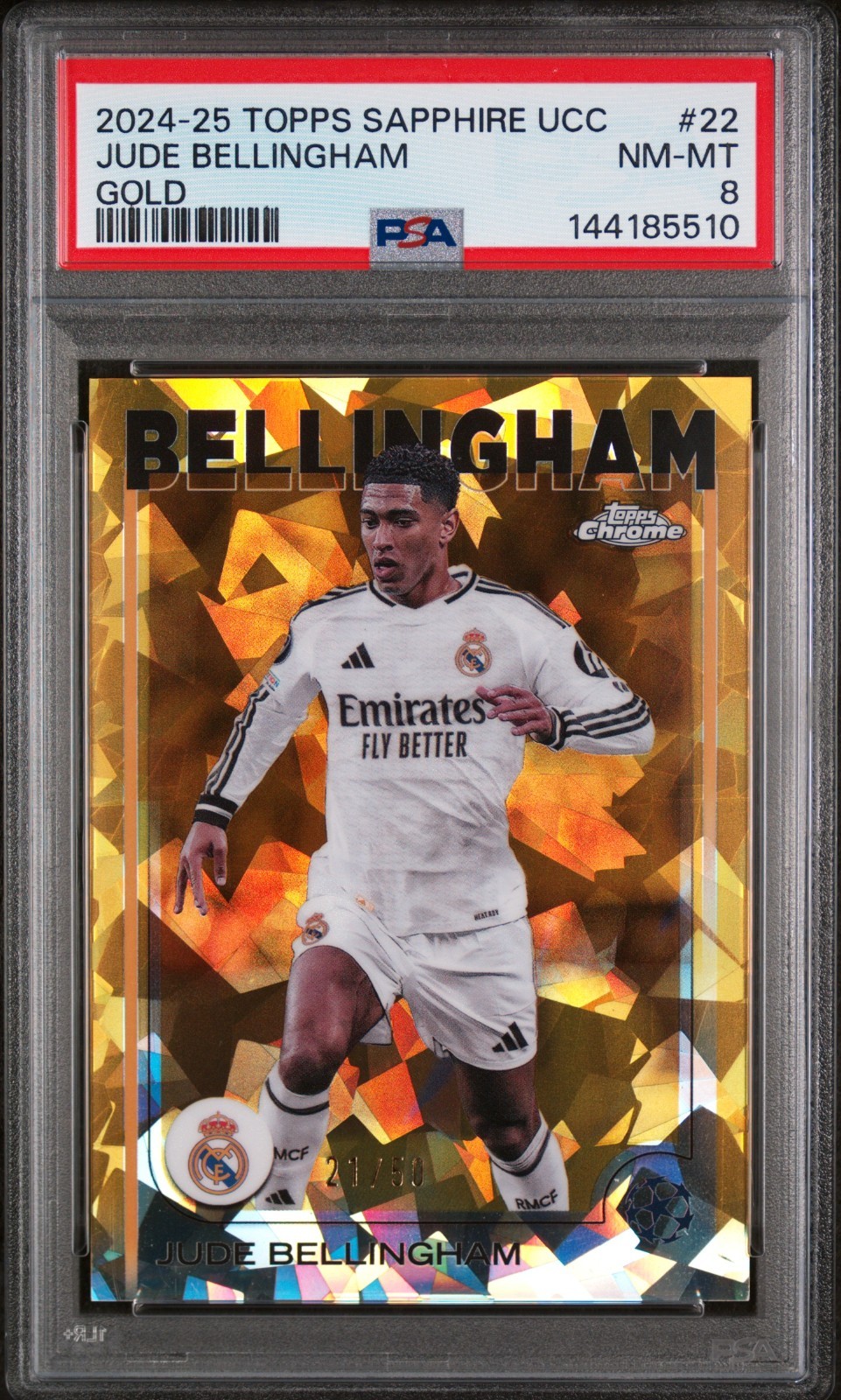 2024-25 Topps Chrome Sapphire Edition UCC #22 Jude Bellingham Gold  PSA 8 #/50