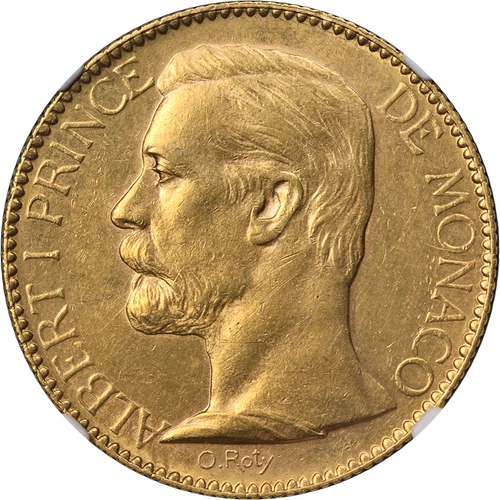 1895 A Monaco Gold 100 Franc NGC AU55