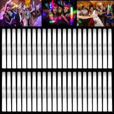100PCS LED Light Up Glow Sticks Concert Rally Party Foam Sticks Rave Wands White