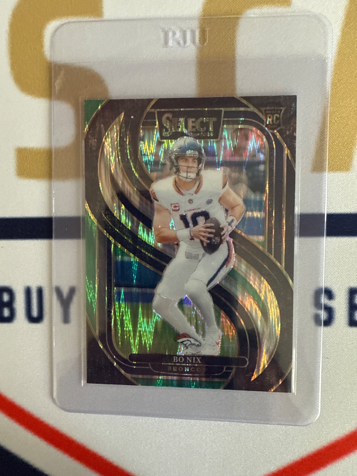 2024 Panini Select Premier Level Bo Nix BLACK & GREEN SHOCK PRIZM SP RC #117 (FB