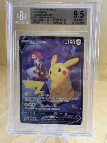 Pokémon TCG Pikachu v Trainer Gallery TG16/TG30 Lost Origin BGS 9.5 PSA 10