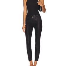 L' AGENCE MARGOT H/R SKINNY in NOIR/SILV GLTR COATED size 27 NEW WITH TAGS