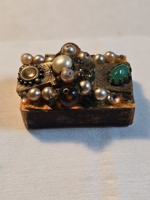 Vintage Jeweled Match Box Rhinestones Preals Small Matchbox 