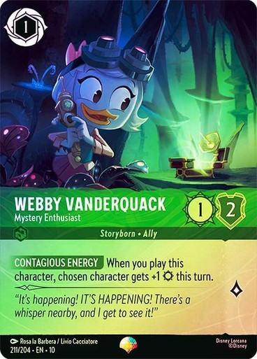 Lorcana Webby Vanderquack Mystery Enthusiast 211/204 Whispers In The Well Epic