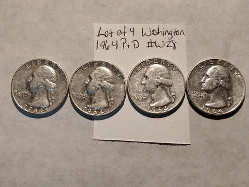 1964 P And D 90% Silver Quarters XF Lot Of 4 $1 Face. W28
