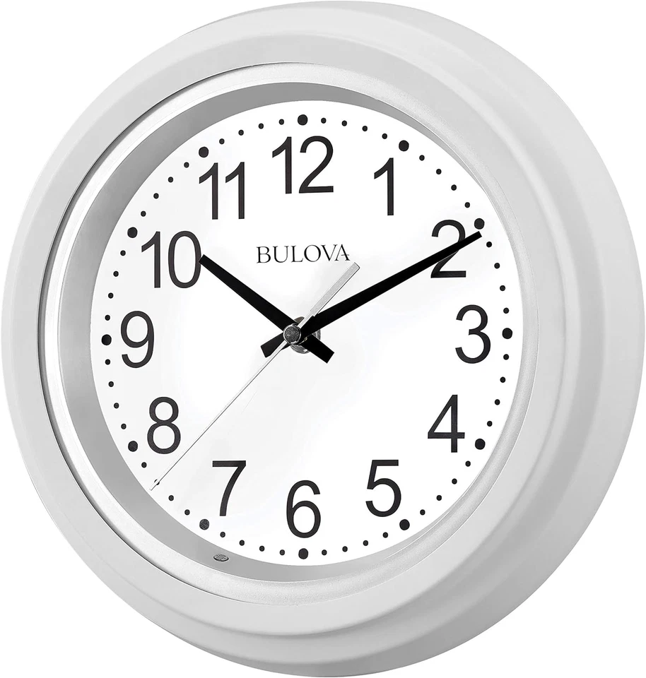 Bulova C4865 Night Vision Lighted Dial Wall Clock, 10", White - Image 3 of 4