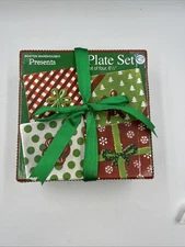 2005 Original Box Christmas Holiday Gift Plates Set Of 4 Boston Warehouse 6.5in